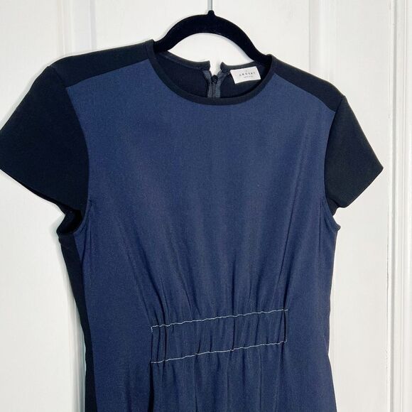 Argent Sheath Midi Dress Size 2 Navy Blue and Black - Picture 3 of 8